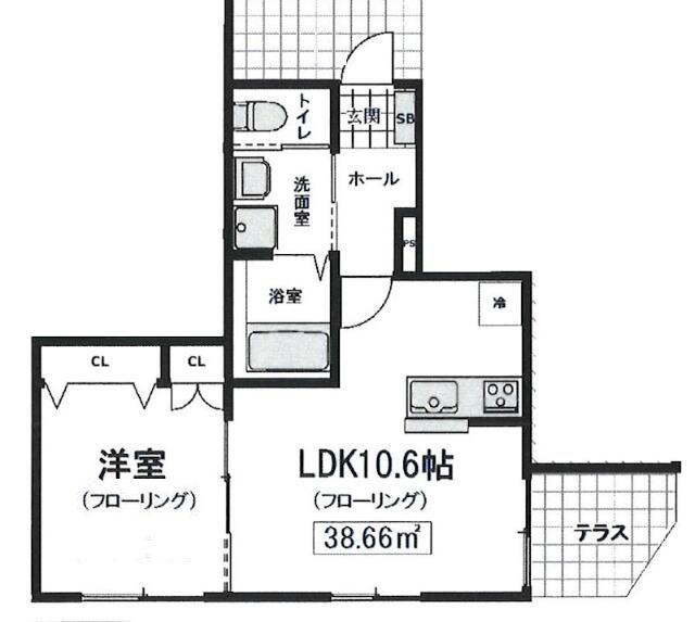 サラテラス(1LDK/1階)の間取り写真