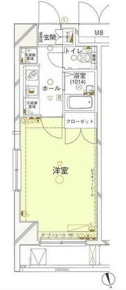 オリオ東神田(1K/6階)の間取り写真