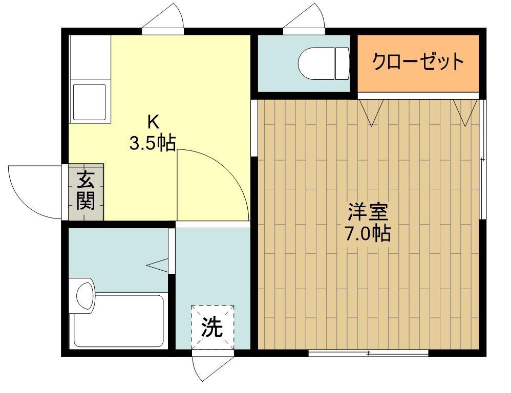 さくらハウス(1K/1階)の間取り写真
