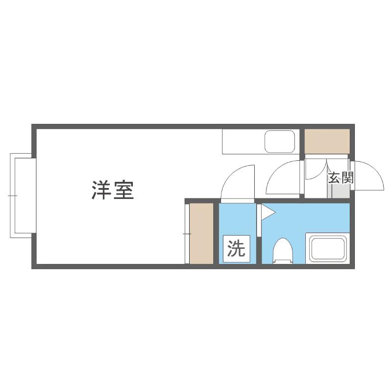 北海パレス19(ワンルーム/2階)の間取り写真