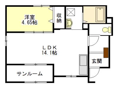 フランドール A棟・B棟(1LDK/1階)の間取り写真