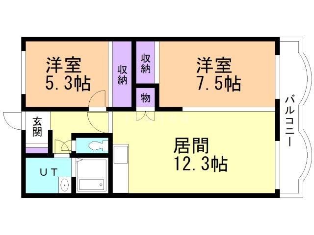 セリーンハイツイケダ2(2LDK/3階)の間取り写真