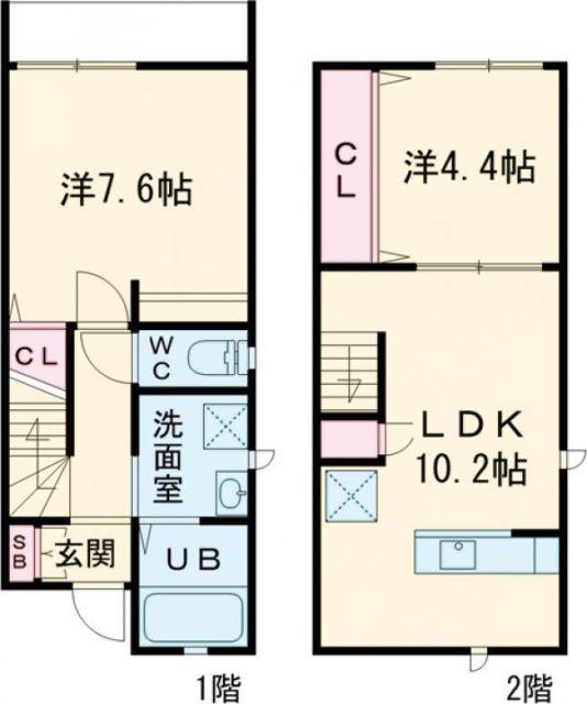 SS福田(2LDK/1階)の間取り写真