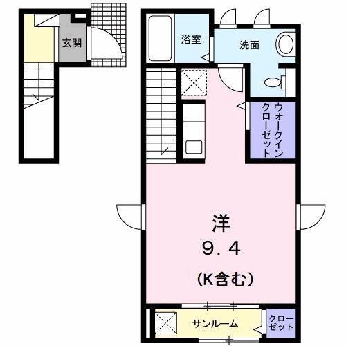 ヒミコ レジデンス 多摩桜A(ワンルーム/2階)の間取り写真