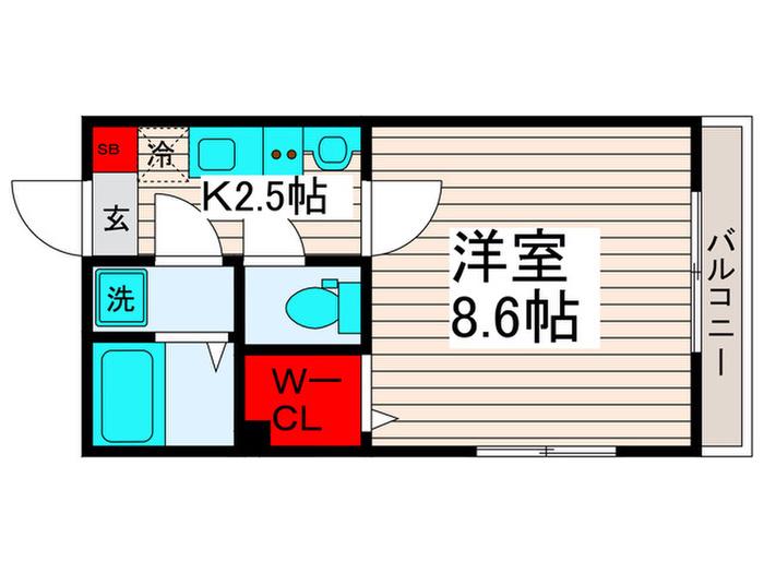 LIBERTE谷塚(1K/2階)の間取り写真