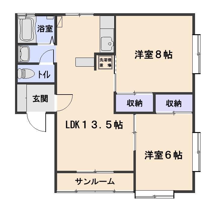 コーポサンフラワー(2LDK/1階)の間取り写真