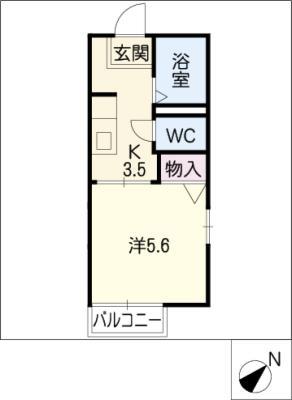 ハイツ菅沼B棟(1K/2階)の間取り写真