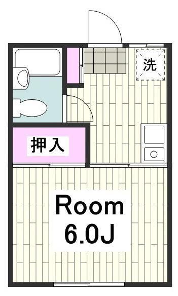 クローカス・コスギ(1K/2階)の間取り写真