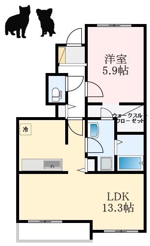 フェリーチェ(1LDK/1階)の間取り写真
