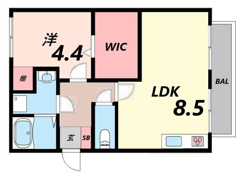 岡崎コーポ(1LDK/1階)の間取り写真