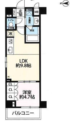 プレール・ドゥーク大島(1LDK/3階)の間取り写真