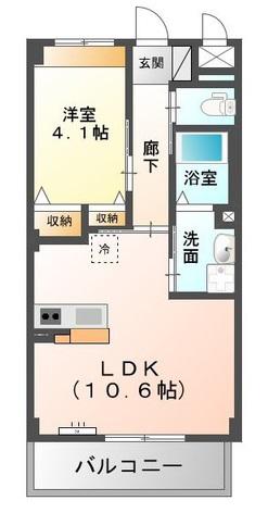 メゾン ド ジュエル(1LDK/3階)の間取り写真