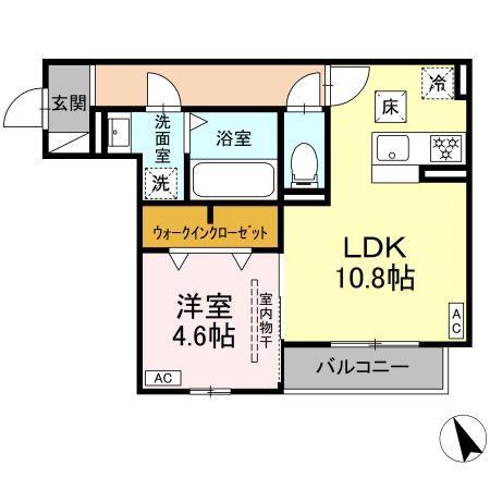 D-HILLS小池(1LDK/1階)の間取り写真