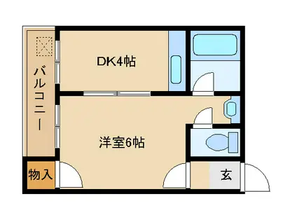 立美ハイツ(1DK/4階)の間取り写真