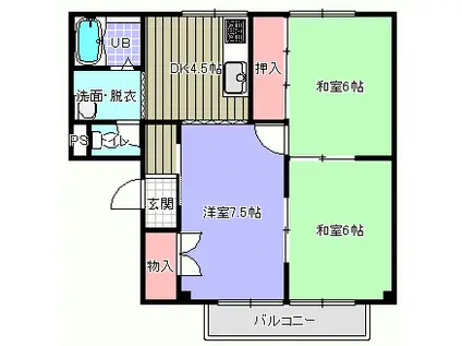 メゾンマルヤマ(3DK/1階)の間取り写真