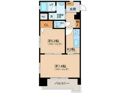 EVER GREEN 顕徳(2K/6階)の間取り写真