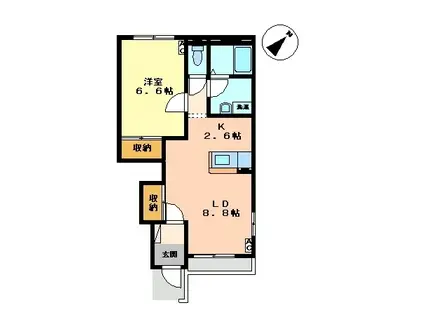 サンライズ(1LDK/1階)の間取り写真