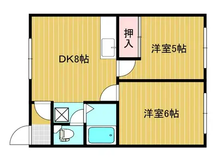 フィールドハウス(2DK/2階)の間取り写真