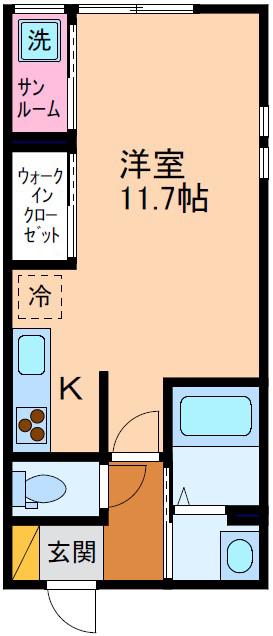 セシボン32(ワンルーム/2階)の間取り写真