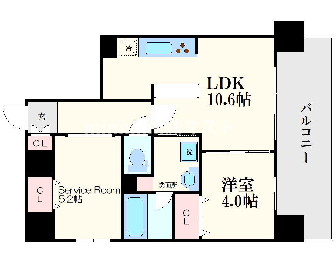 ブル フォルトゥーナ扇町(2LDK/6階)の間取り写真