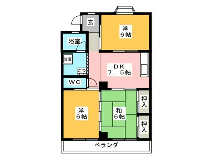 サンハイツ戸崎(3DK/3階)の間取り写真