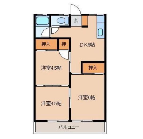 第5メゾン半九(3DK/2階)の間取り写真
