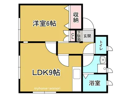 KTハイツ(1LDK/1階)の間取り写真