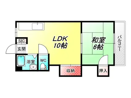 上小阪コーポラス1号(1LDK/2階)の間取り写真