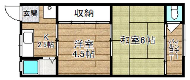 坂元コーポ(2K/2階)の間取り写真