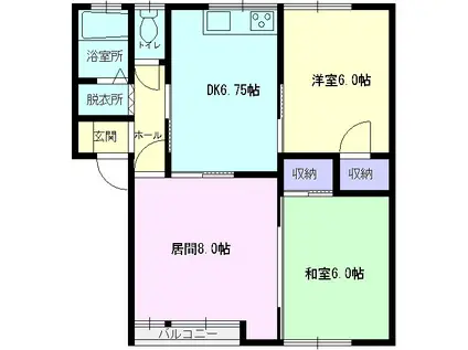 メゾンエクセル(3DK/2階)の間取り写真