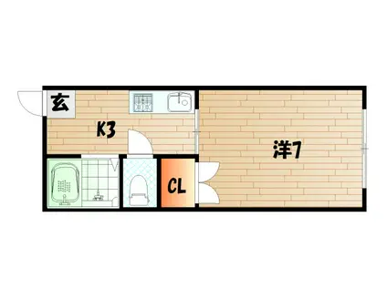 ハイム石田(1K/1階)の間取り写真