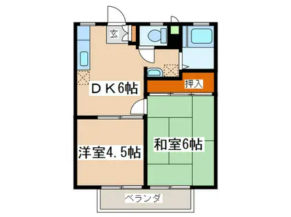 グリーンハイツ柏台A(2DK/2階)の間取り写真