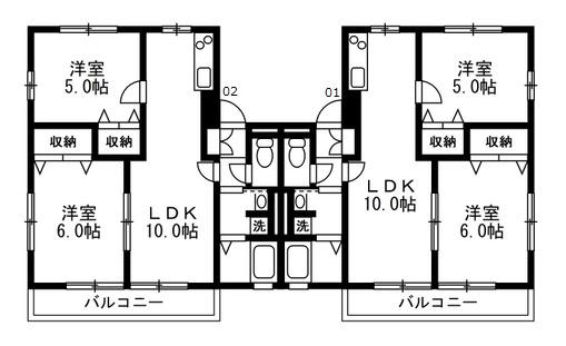 グランドメゾン(2LDK/2階)の間取り写真