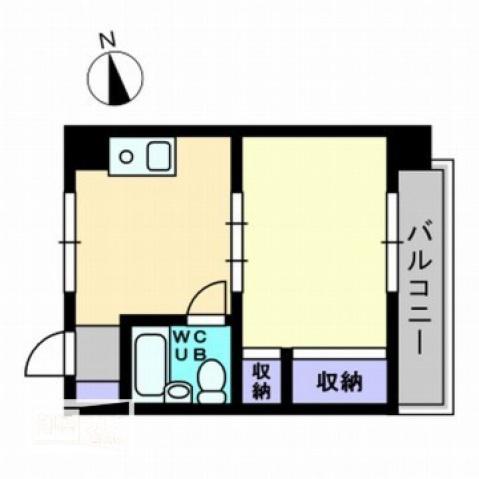 ホワイトマンション(1DK/2階)の間取り写真