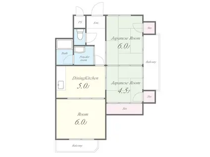 シルフィード(3DK/6階)の間取り写真