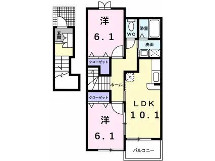 ビオト-プ(2LDK/2階)の間取り写真