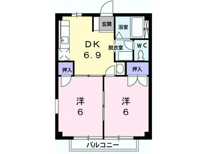 ガーデンヒルズI(2DK/2階)の間取り写真