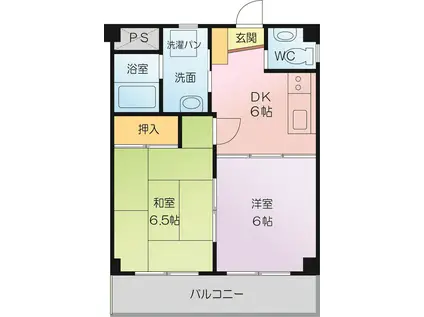 ニューシティーマンション(2DK/2階)の間取り写真