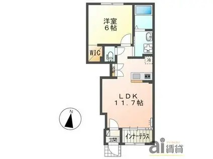 MAISON IRIS CHOU CHOU メゾンアイリスシュシュ(1LDK/1階)の間取り写真