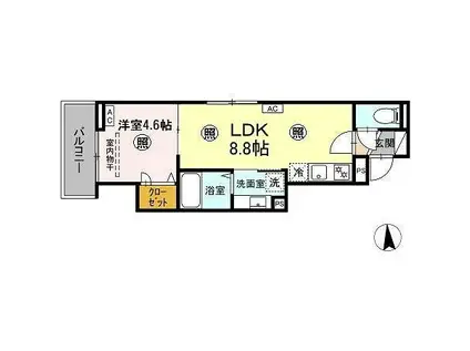 ウィンドテラス荒川(1LDK/2階)の間取り写真