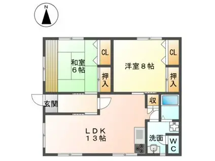 北名古屋市加島1階(2LDK/1階)の間取り写真