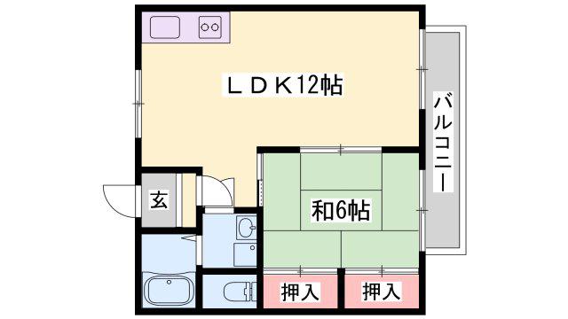鳩岡マンション(1LDK/3階)の間取り写真