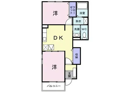ソレイユ 1(2DK/1階)の間取り写真