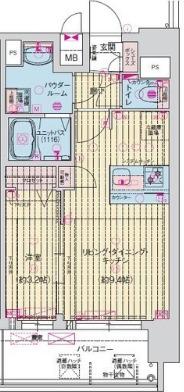 プレサンス緑橋ソレアス(1LDK/13階)の間取り写真