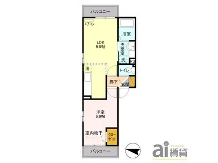 JULIO フリオ(1LDK/1階)の間取り写真