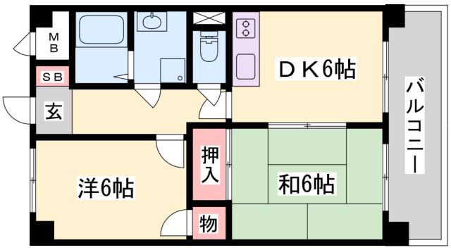 MISTRAL神子岡前(2DK/5階)の間取り写真
