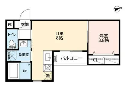 ROBOT HOME 鶴里 THE PARK(1LDK/1階)の間取り写真