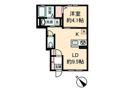 クリザンテーム白子(1LDK/1階)の間取り写真