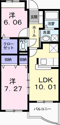 ブローテ(2LDK/1階)の間取り写真