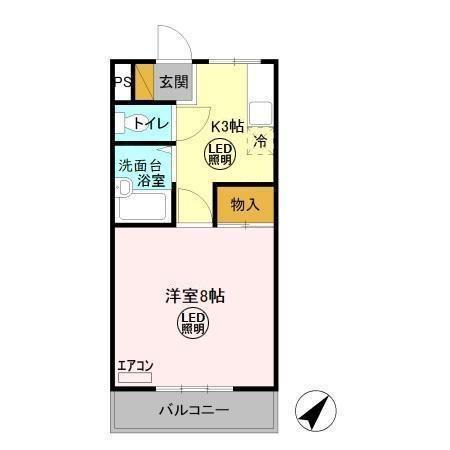 アーバンヒルズかしまI(1K/1階)の間取り写真